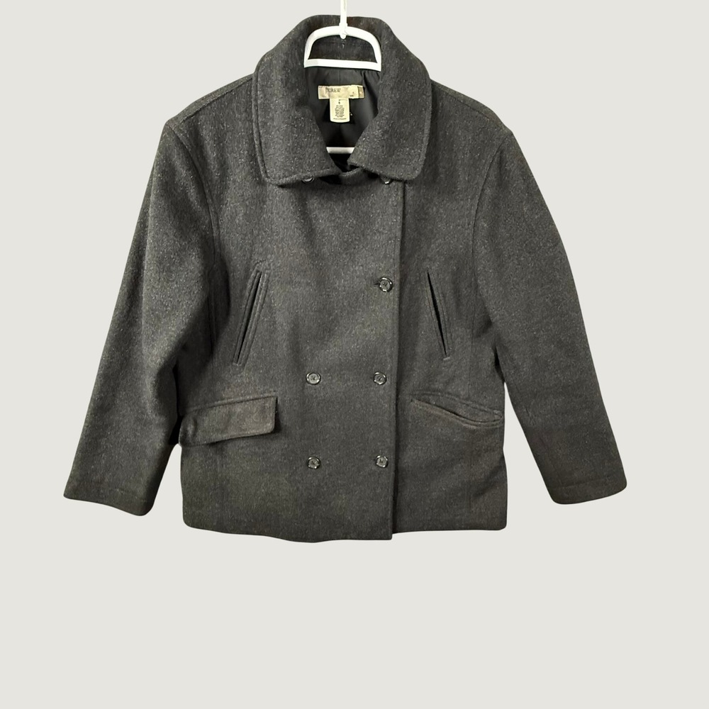 J.Crew Womens Wool Cashmere Blend Pea Coat Charcoal Gray Double Breasted Size M